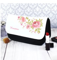 Personalised Pretty Rose Make Up Bag - Brand New 