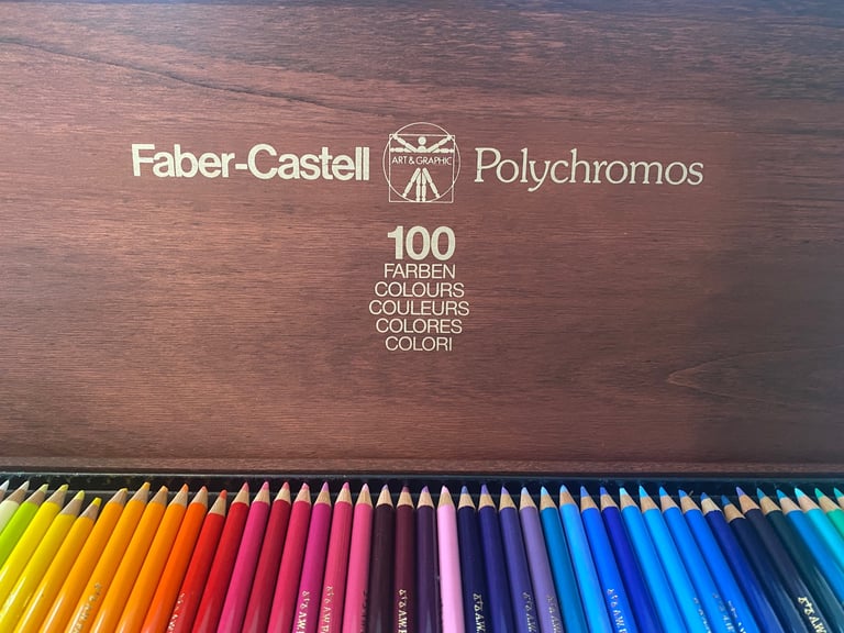 image for Faber-Castell Polychromos 100 set, complete, wooden box - 90% unused - new sets are £400+