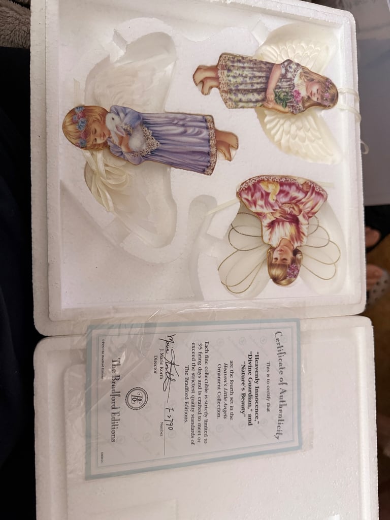 Full Set of 12 Bradford Editions Porcelain Angel Ornaments - Mint w/ Boxes & COAs