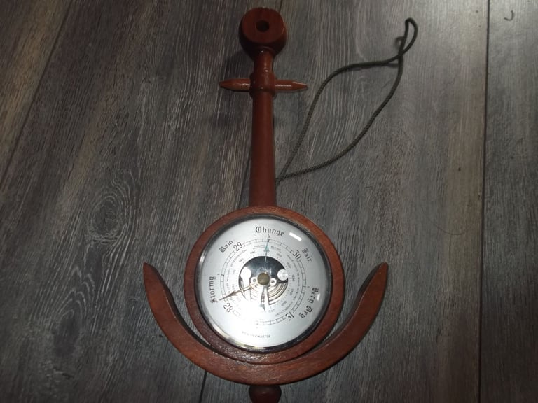 image for Barometer- Weathermaster - Wooden Anchor Shape