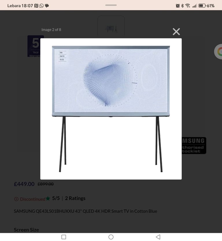 image for Samsung The Serif, QE43LS01BHU 43 inch, AI smart tv
