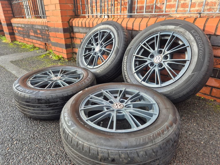 🌟15 inch Vw Alloy Wheels 5x112 with TYRES *REFURBISHED* GOLF PASSAT CADDY AUDI SKODA SEAT 
