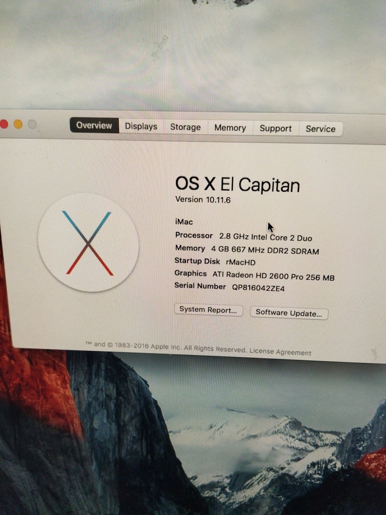Open to bids iMac with fully os el capiton on it working order no keyboard and mouse open to bids