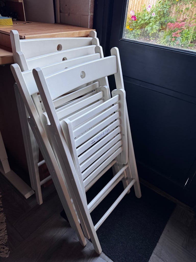 4 Ikea Terje white chairs