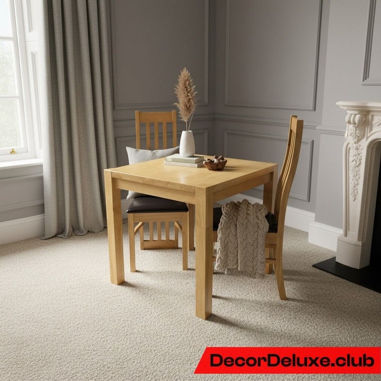 image for Solid Oak Dining Table Suite With 2 Chairs, Compact Size - Delivery Available 031G