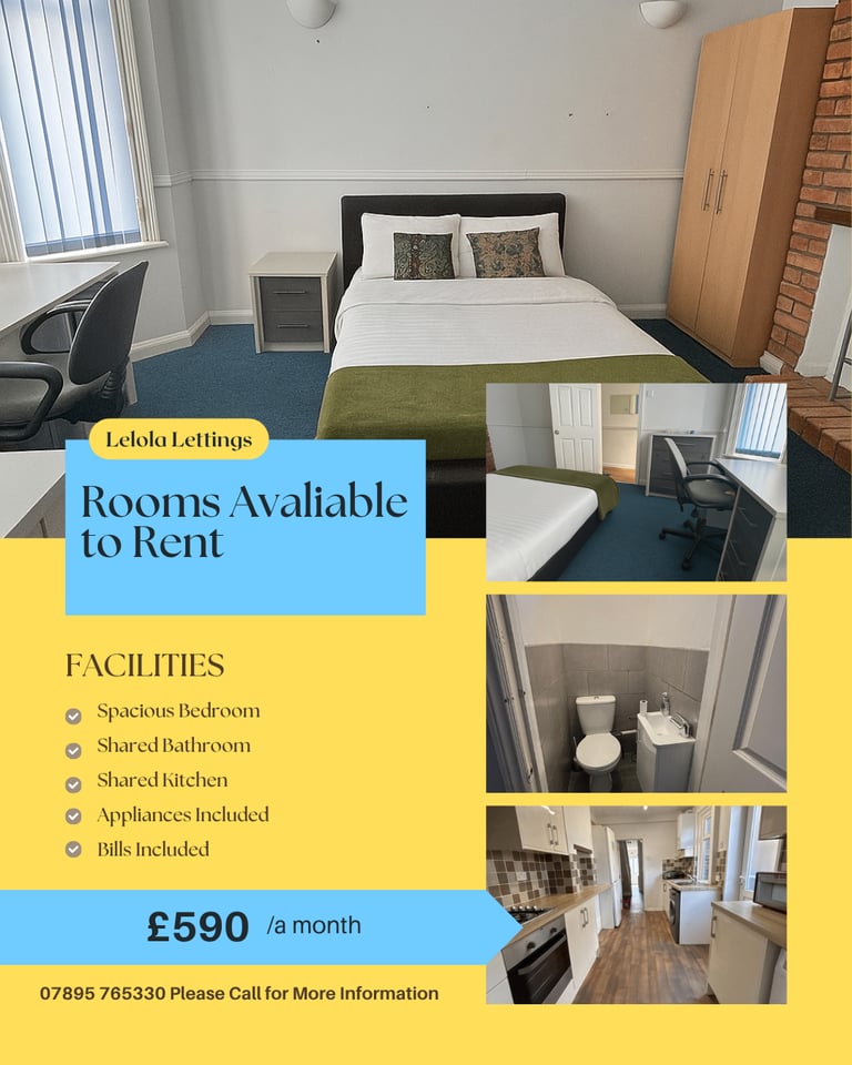 Spacious Double Room In A Shared House- BH9