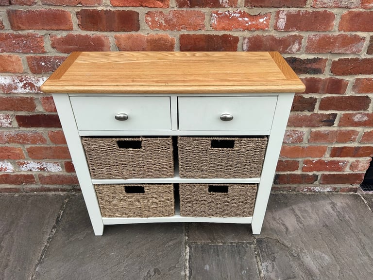 Oak & White Painted Console Table - Good Condition 