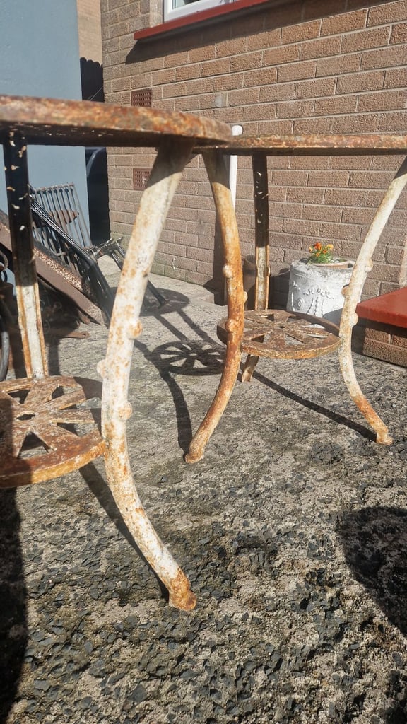 Heavy vintage cast iron garden tables