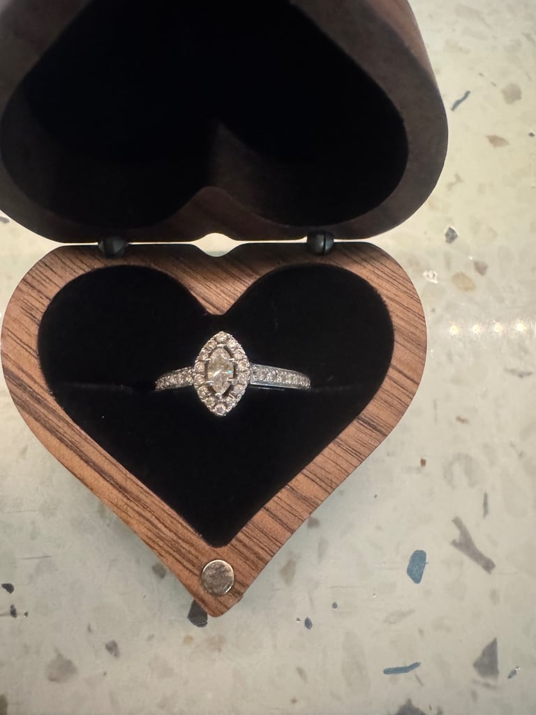 Diamond marquee ring 14 carat white gold 