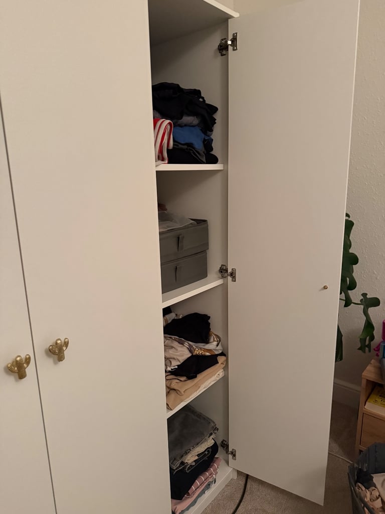 White IKEA Wardrobe with Golden Cactus Handles (added extra)