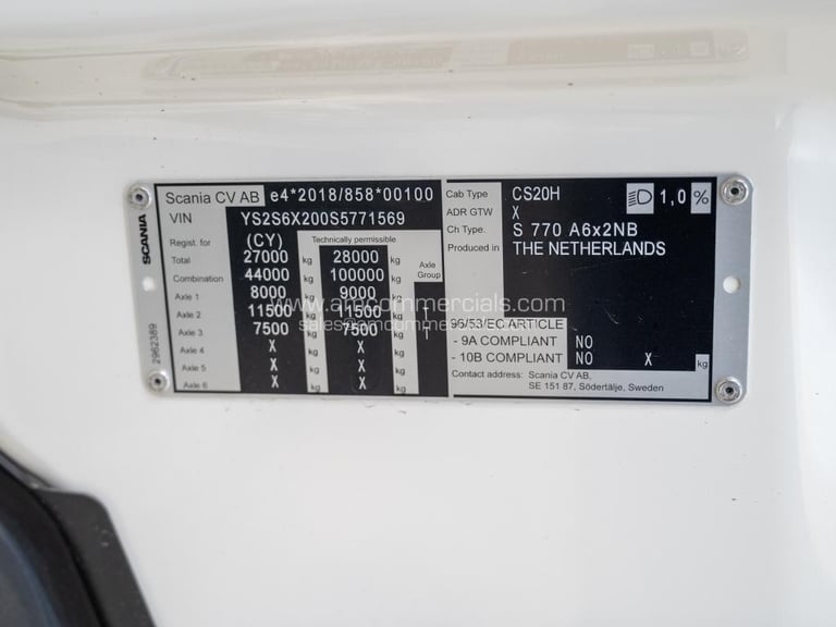 2025 SCANIA 770S TWIN WHEEL 6X2 TAG HIGHLINE
