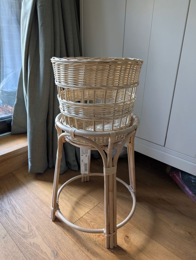 IKEA TOLKNING plant stand, handmade rattan, 66 cm RRP £45