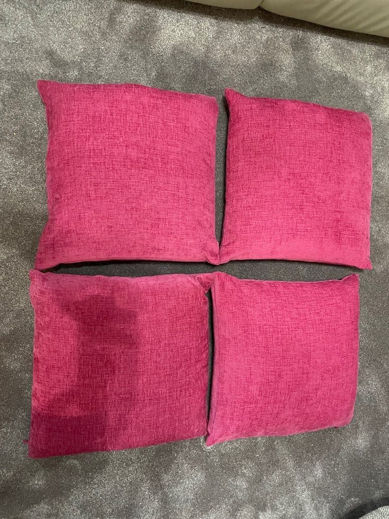 image for 4 Feathered sofa cushions and pink covers 