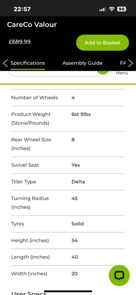 Careco valour mobility scooter cancer research 