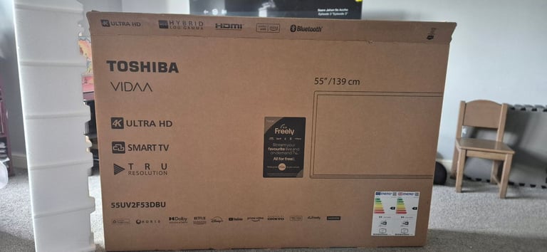 Empty 55" Toshiba TV Box with Packing (Perfect for Moving/Storage/Shipping)