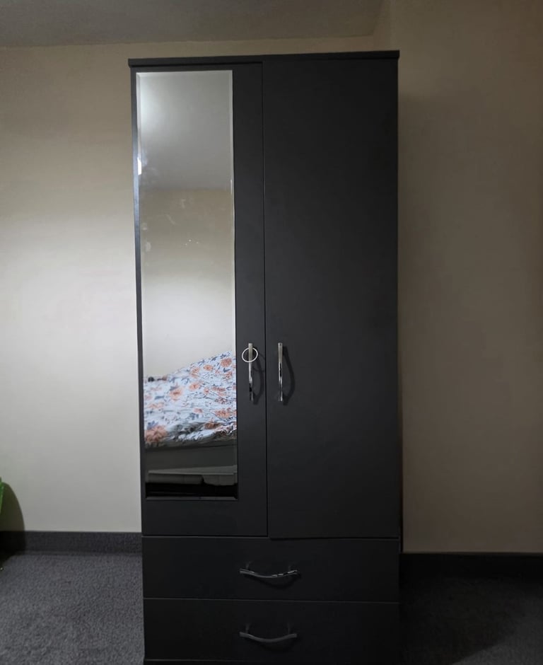 image for Double door wardrobe with mirror and drawers