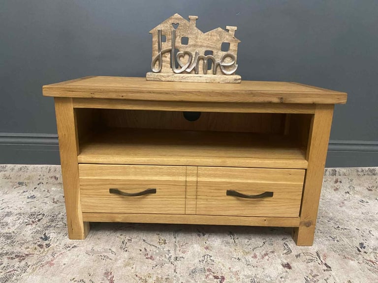 image for 💚 📺 solid oak tv cabinet unit