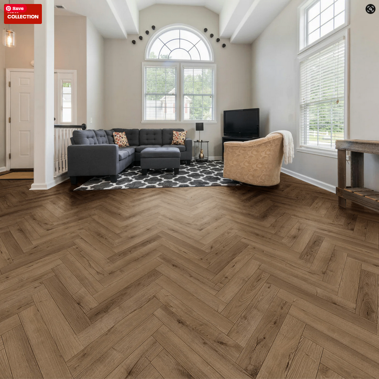  Lushwood Smoked Oak Herringbone Laminate Flooring