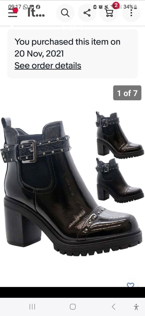 Ladies Black Patent Studded boots