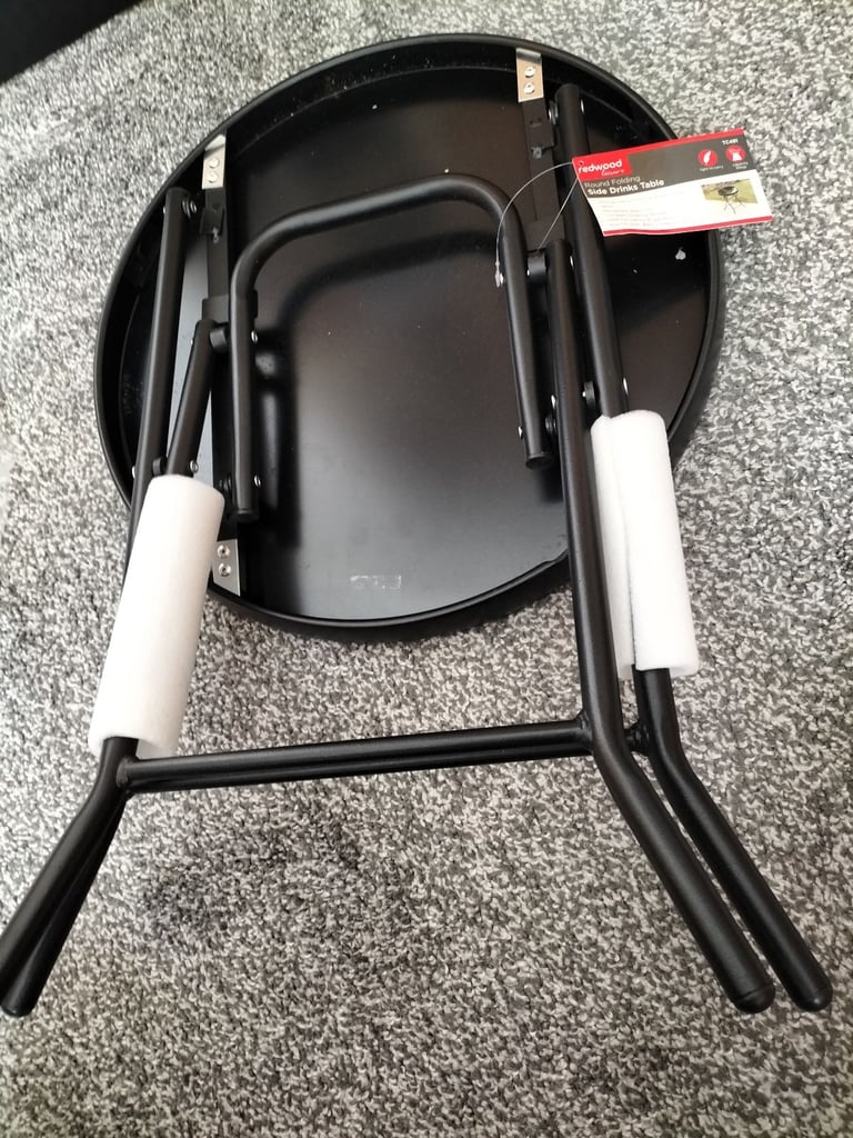 Round folding side drinks table