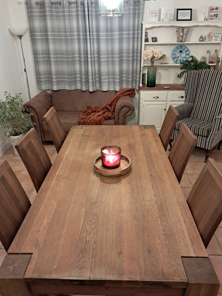 image for Solid dining table and 6 chairs