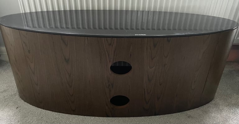 Oval Glass & Wood TV Stand - Good condition 