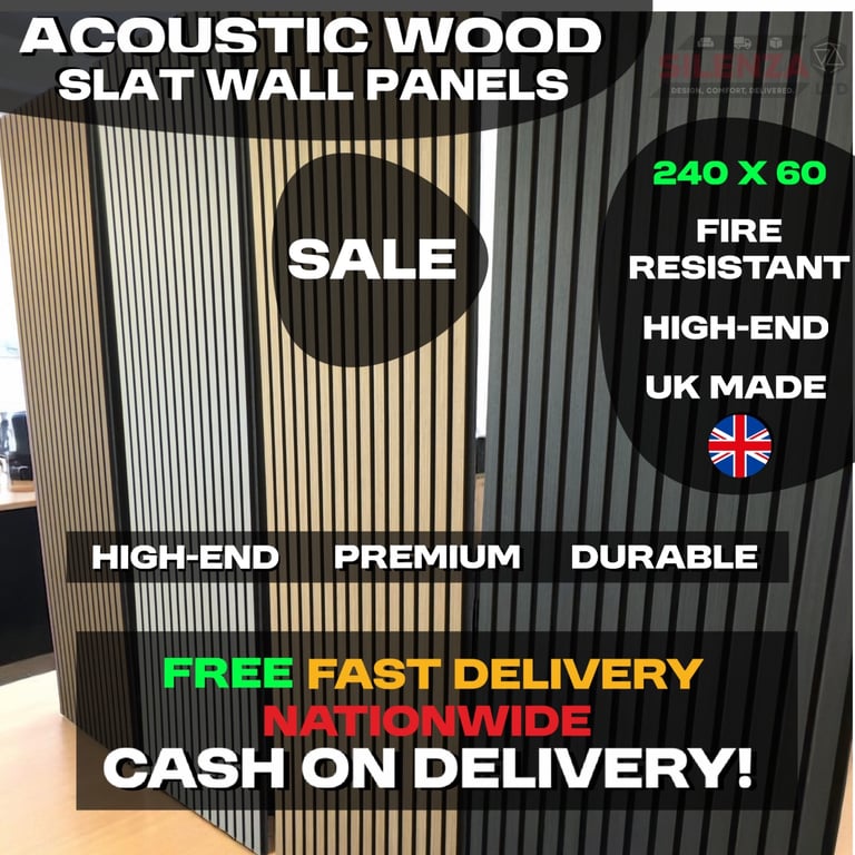 NEW Acoustic Slat Wall Panels Wooden 2400x600