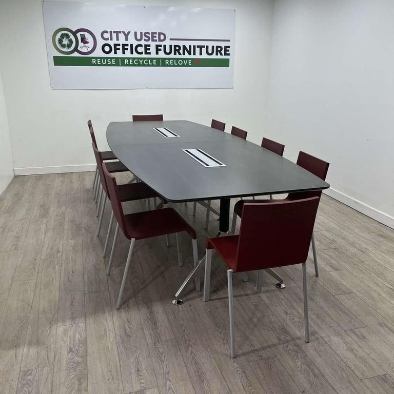 Executive Boardroom Table with 8 x Vitra .03 Chairs – Anthracite / Chrome Finish