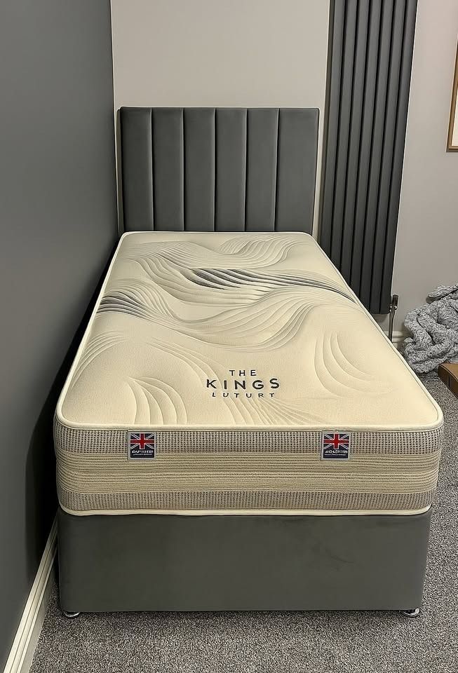 ]] Single Size Divan Bed Base + Headboard and OPT Mattress ]] Delivery is Free.