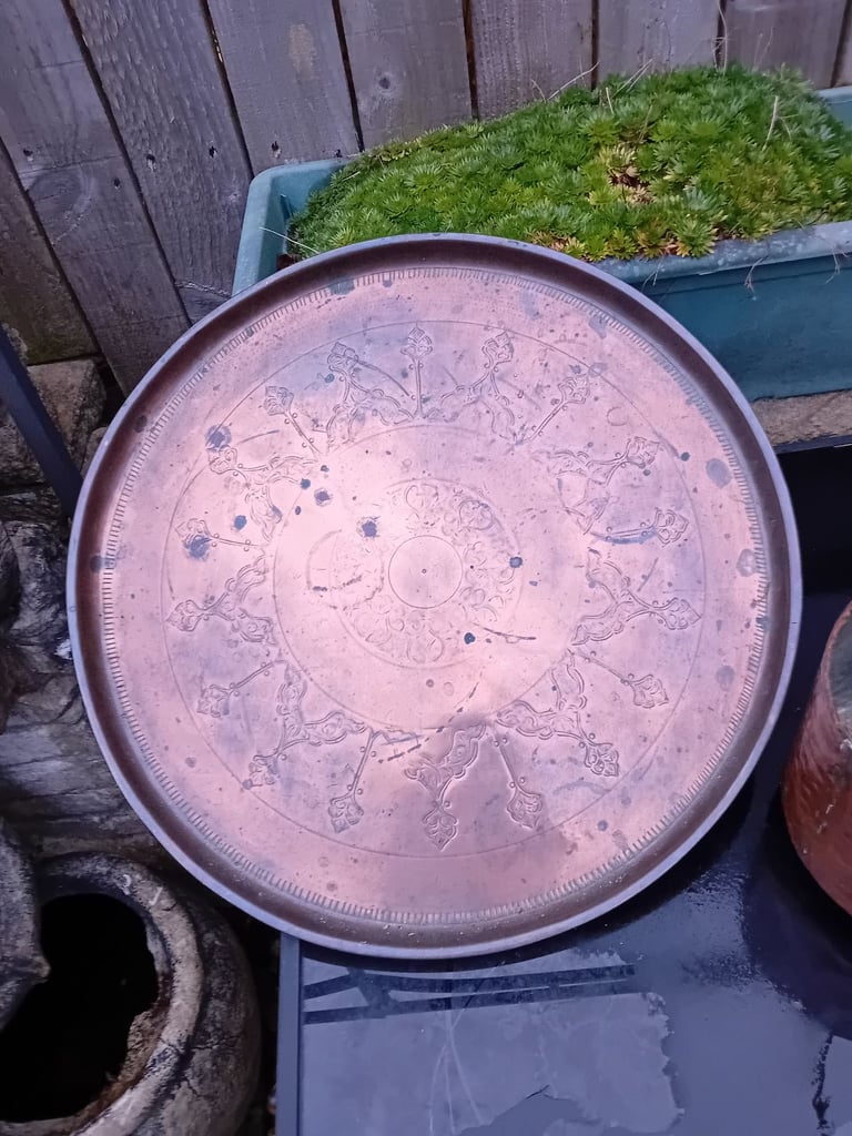 image for Heavy copper tray and two copper pots 