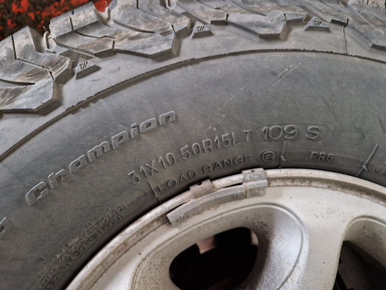 Bfgoodrich 31 10.5 15 x2 tyres