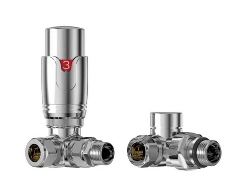 image for New Pro All Chrome 1/2&quot; Thermostatic Corner Radiator Valve TRV RRP £54 Our Price £20