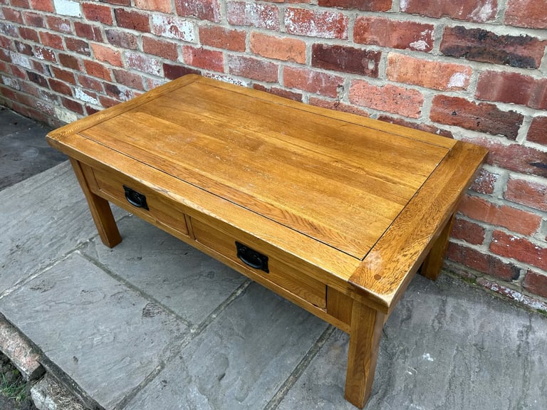 Rustic Solid Oak (Double-Sided) Coffee Table - Good Condition 