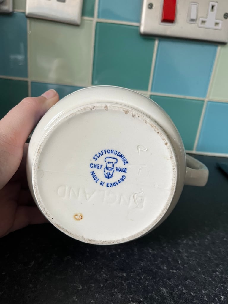 Vintage Staffordshire Chef Ware Blue & White Striped Jug