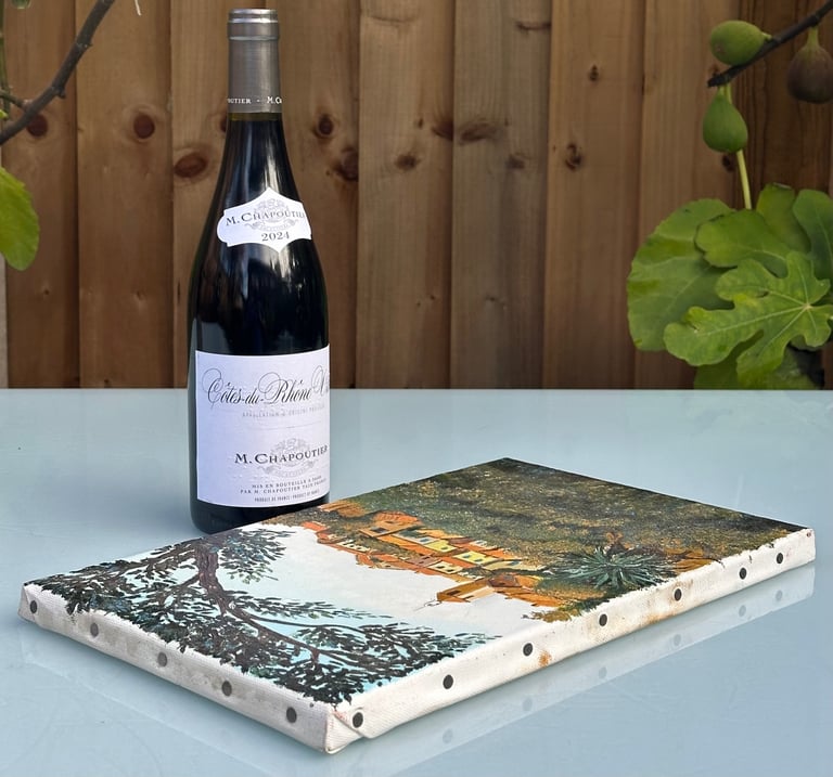 VINTAGE FRENCH OIL PAINTING, OIL ON CANVAS VILLAGE IN PROVENCE, SIGNED - 35x22cm - WILL POST!