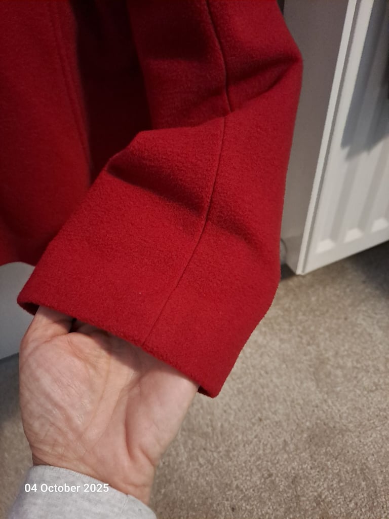 Marks and spencer red wool mix. 5% cashmere short jacket,  size 14