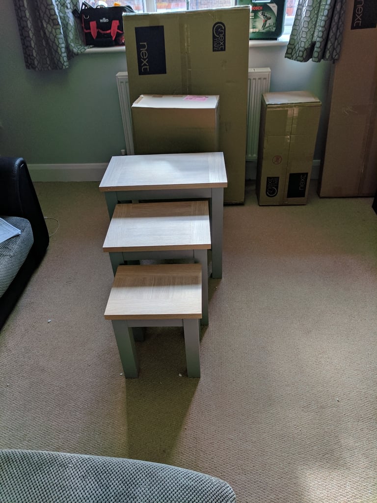 Set of 3 Nesting Tables – Modern Oak & Grey Finish (Next Furniture)