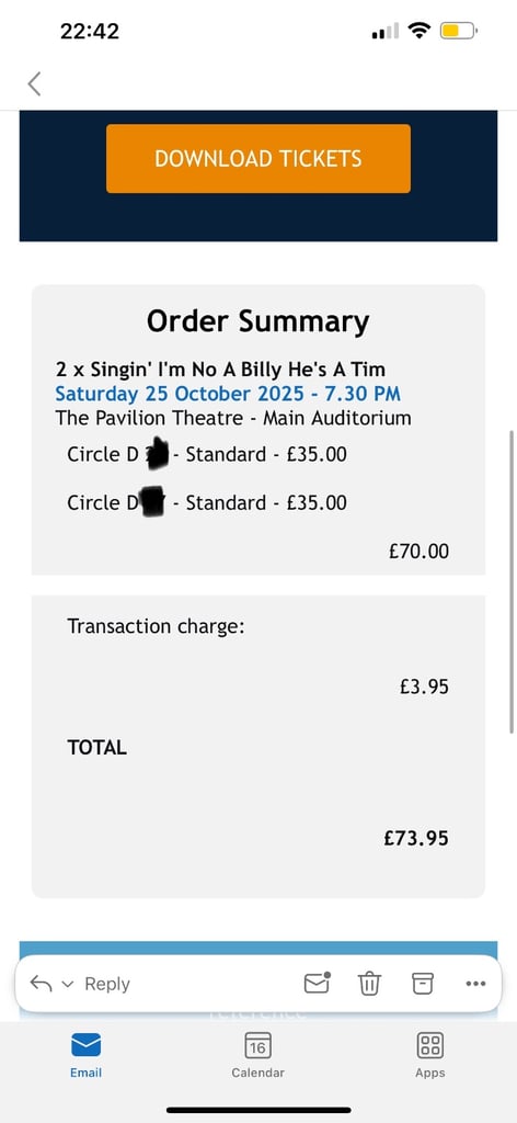 Singing I’m not a billy he’s a Tim  (2 tickets) 