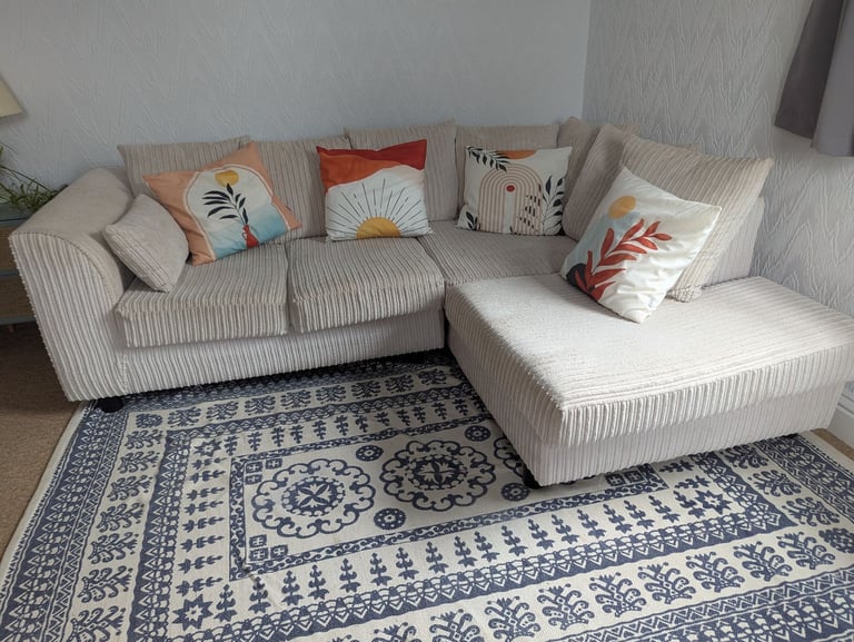 image for Beige/Cream 4 seater L shape sofa