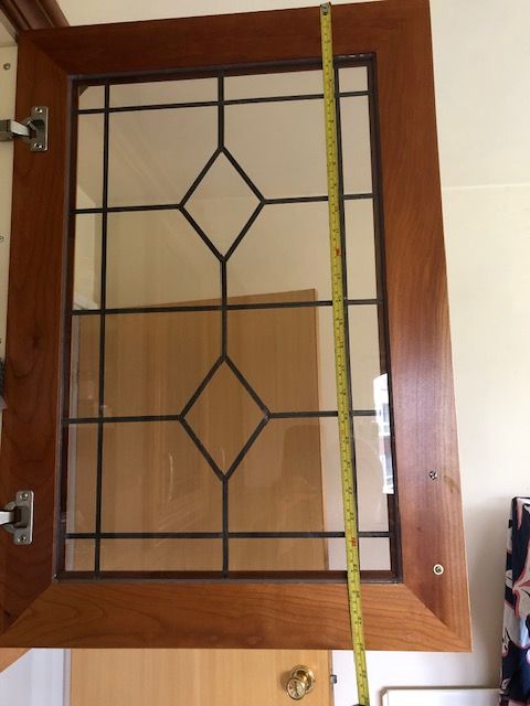 Used wooden and glass kitchen cabinet doors