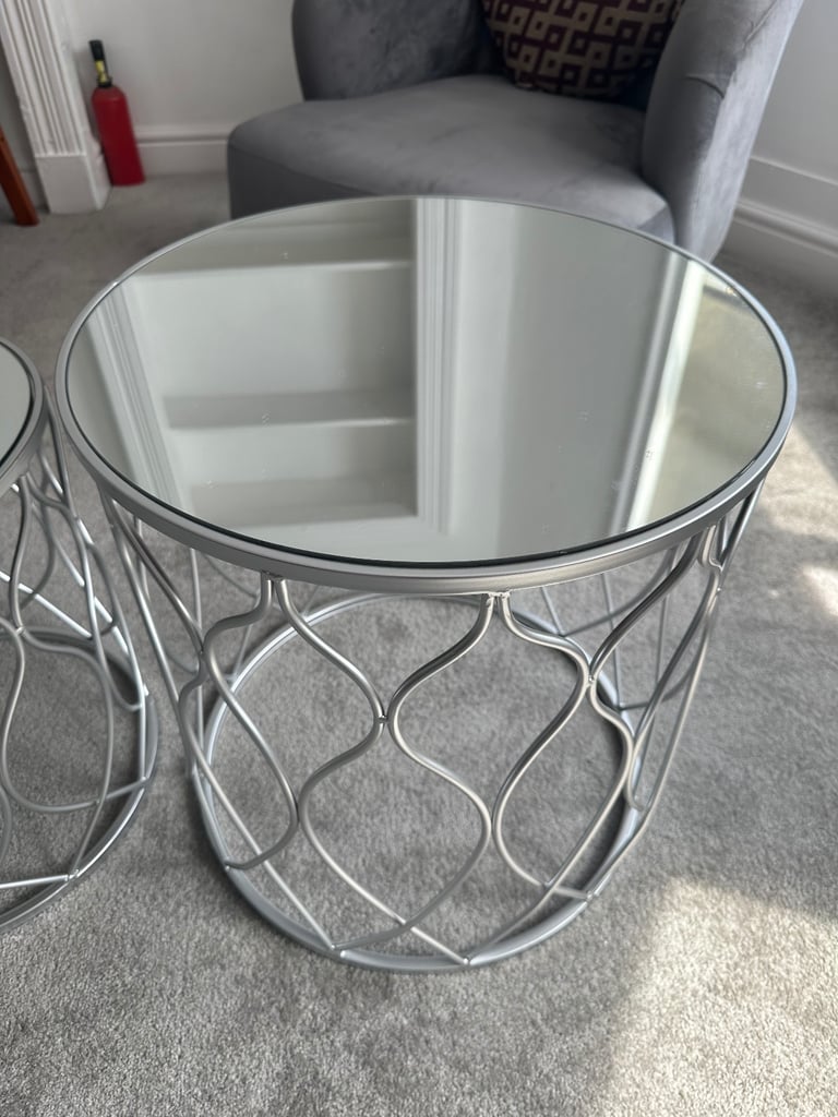 Silver Crome glass coffee tables  (ex display)