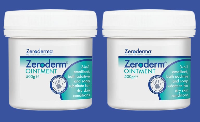 2 X ZERODERM OINTMENT 500G EMOLLIENT BATH ADDITIVE AND SOAP