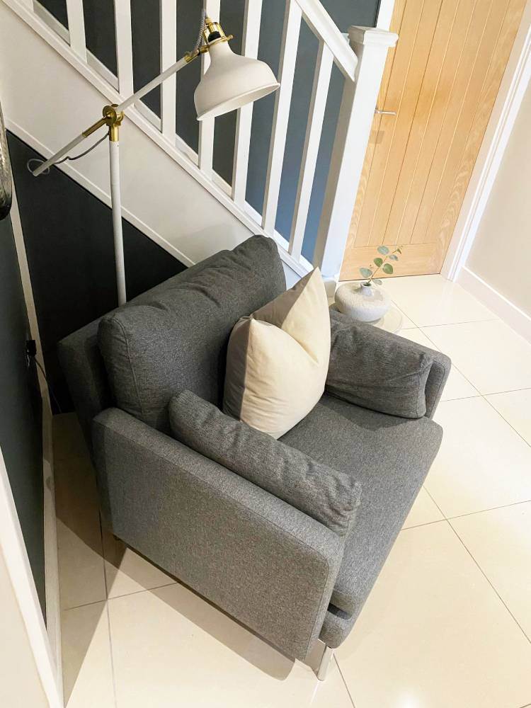 NEW French Connection Grey Armchair Lounge Chair DFS Sofology Next Office Salon Living Room RRP £699