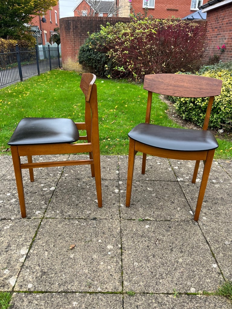 Pair of Beautility teak dining chairs (delivery available)
