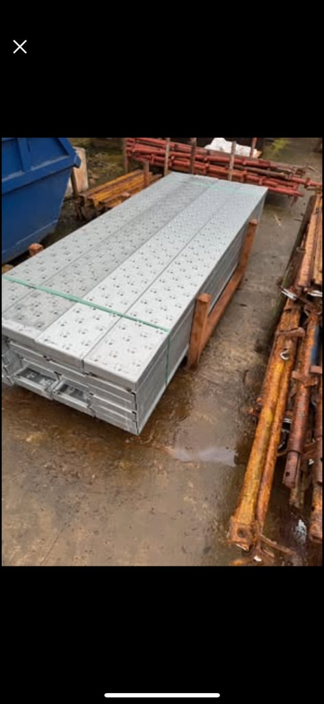 32ft long by 20ft high kwikstage scaffolding with new galvanised steel boards. £1400 including VAT.