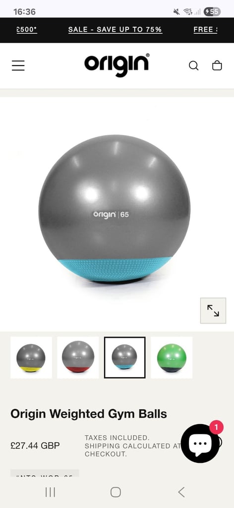 Origin Gym Ball - Blue - Weighted