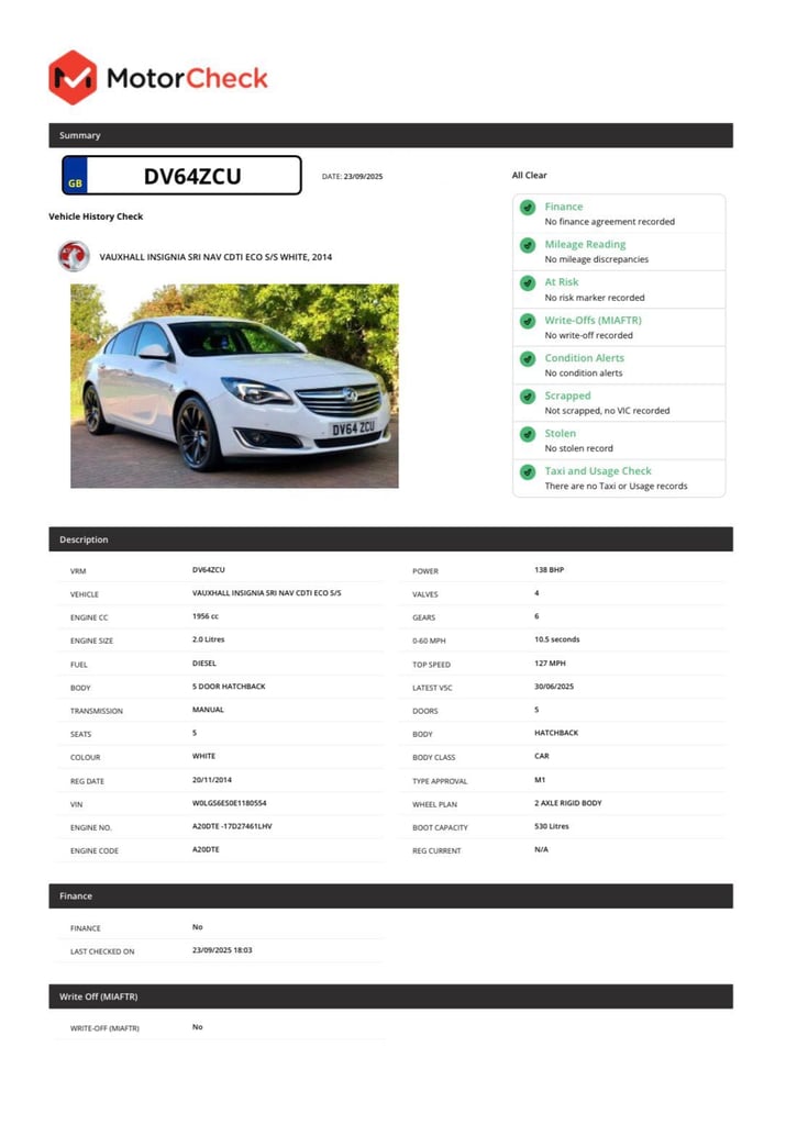 2014 VAUXHALL INSIGNIA SRi NAV 2.0 CDTi ecoFLEX FULL SERVICE HISTORY 2 KEYS LONG MOT
