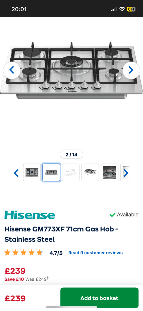 image for Hisense five ring cooker hob