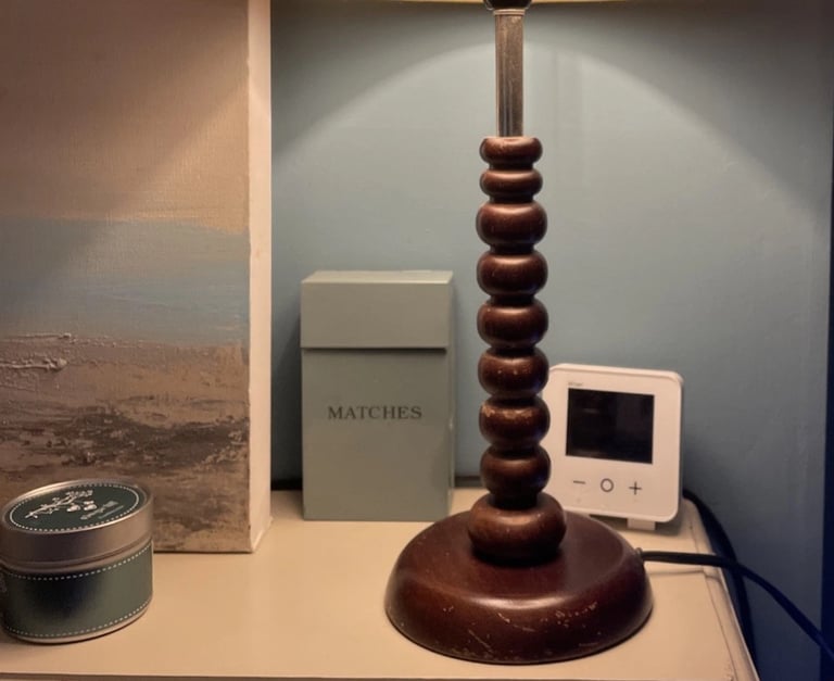 Laura Ashley Lamp bases pair, Wood Bobbin style