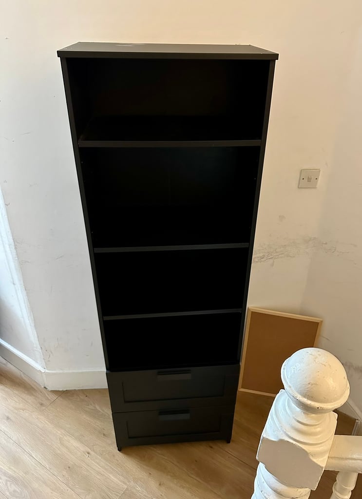 Bookcase Black Shelving Storage Cabinet Tall Storage Unit IKEA Brimnes